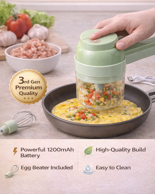Wireless Electric Vegetable Dicer with Egg Beater Attachment